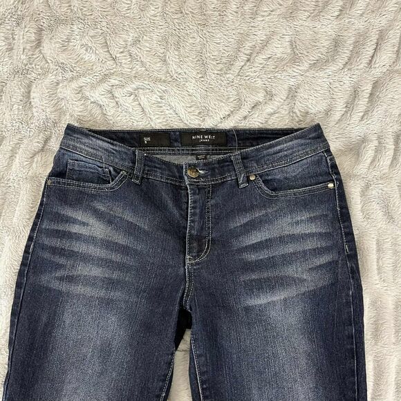 Nine West Jeans Womens 6 Capri Cropped Dark Wash Embellished Stretch Denim Boho - Picture 3 of 11